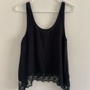 Black tank top with lace trim